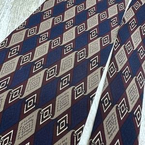 CHAPS‎ RALPH LAUREN Mens Silk Neck Tie Made In USA Geometirc Brown Blue